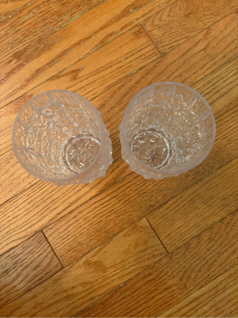 Vintage MCM William Bounds Grainware Lucite  Cracked Ice Set Of 2 Glasses